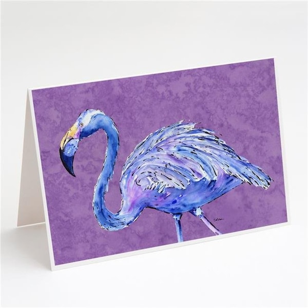 Carolines Treasures Carolines Treasures 8874GCA7P Flamingo on Purple Greeting Cards & Envelopes - Pack of 8 8874GCA7P - main